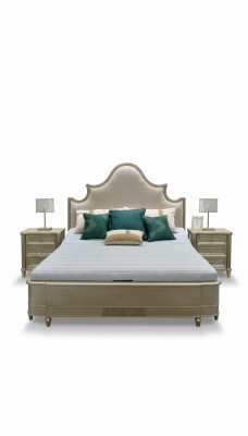 Conception de lits doubles d'hôtel en bois pour chambre à coucher, mobilier de lit en bois 180x200 neuf