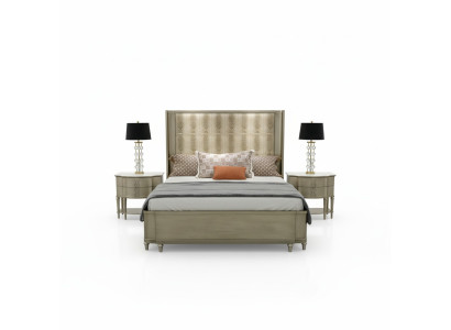 Conception de literie de lit de bois de chambre à coucher double de luxe de conception de garniture de lit Crocco Style nouveau