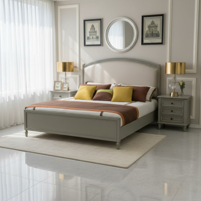 Ensemble de chambre à coucher Lit + 2x Table de chevet Commode Lits Lit double Meubles 3 pièces. Bois
