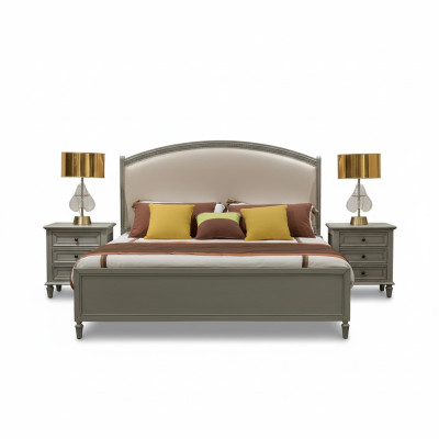 Ensemble de chambre à coucher Lit + 2x Table de chevet Commode Lits Lit double Meubles 3 pièces. Bois