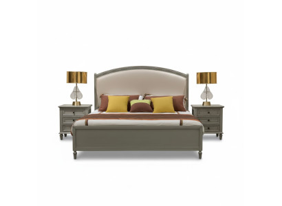 Ensemble de chambre à coucher Lit + 2x Table de chevet Commode Lits Lit double Meubles 3 pièces. Bois