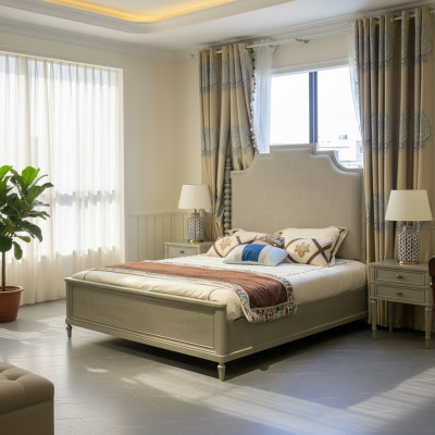 Lit Lit double Chambre à coucher Design Lits Moderne Rembourrage Bois Textile Mobilier neuf
