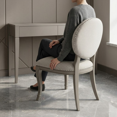 Salle à manger Meubles en bois Chaises Design luxueux Chaise rembourrée Siège en bois gris