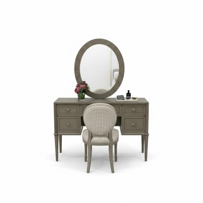 Coiffeuse Miroir Tabouret de luxe Ensemble complet de chambre à coucher 3 pièces Consoles en bois