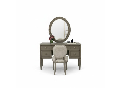 Coiffeuse Miroir Tabouret de luxe Ensemble complet de chambre à coucher 3 pièces Consoles en bois