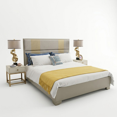 Lit Lit double Lits Mobilier Ameublement Chambre Design Tissu Textile Nouveau