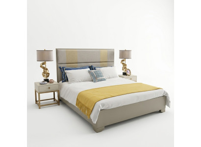 Lit Lit double Lits Mobilier Ameublement Chambre Design Tissu Textile Nouveau