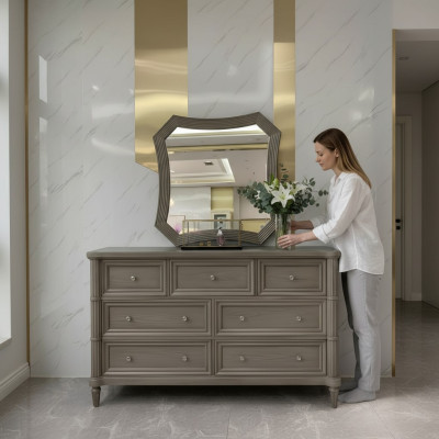 Luxueuse commode miroir Style Design Mobilier Moderne Nouvelle commode de chambre marron