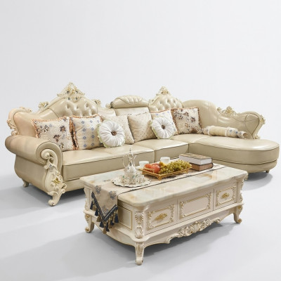 Paysage de vie Canapé d'angle en L Canapé Meubles Cuir Bois Canapé Chesterfield