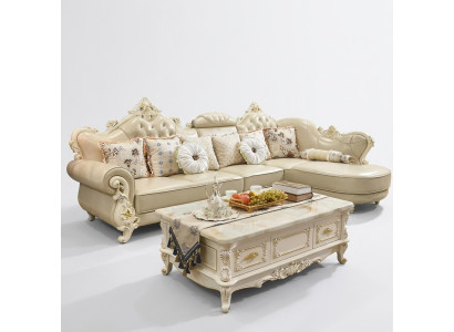 Paysage de vie Canapé d'angle en L Canapé Meubles Cuir Bois Canapé Chesterfield