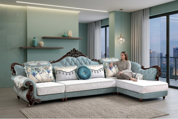 Canapé classique en tissu Chesterfield Canapé d'angle Coussin d'angle Rembourrage Canapé