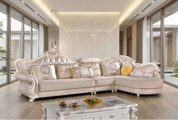 Canapé d'angle Chesterfield Sofa Canapé Tissu Rembourrage Baroque Rococo Cuir