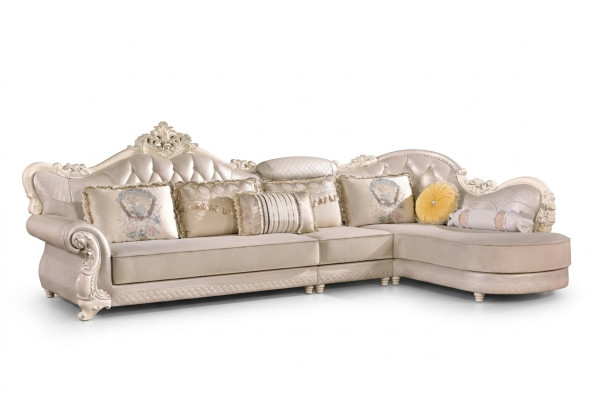 Canapé d'angle Chesterfield Sofa Canapé Tissu Rembourrage Baroque Rococo Cuir