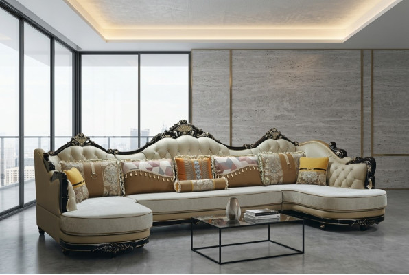Sofas Living landscape canapé d'angle canapé rembourrage Canapé Bois Textile Canapés