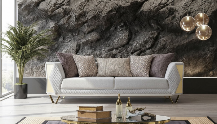 Canapé de luxe Salon Trois places Canapé Rembourrage Mobilier Tissu Ensemble de 3