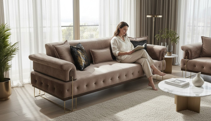 Canapé trois places de luxe marron 3 places Design de canapé design moderne.