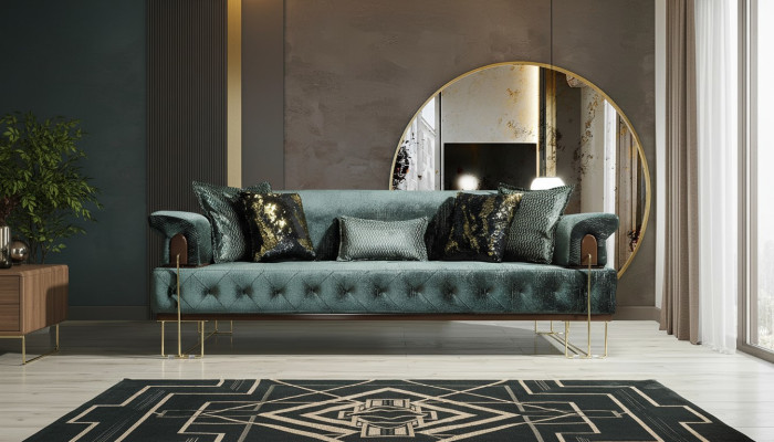 Canapé 3 places Canapé Siège Design Canapé Trois places Luxe Métal avec Textile