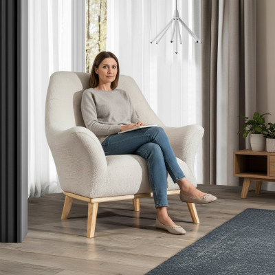 Fauteuil club relax 1 place blanc Salon Luxe Mobilier Design Textile