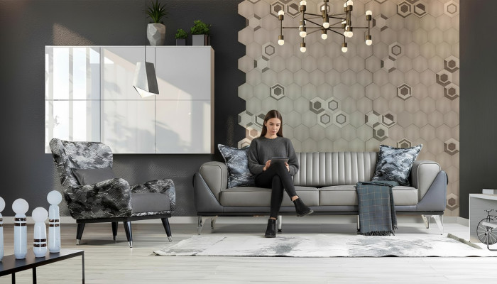 Ensemble de canapé 3+1 places Ensemble de salon Canapé Fauteuil Canapé neuf Gris