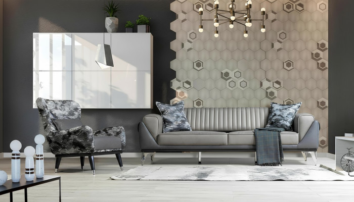 Ensemble de canapé 3+1 places Ensemble de salon Canapé Fauteuil Canapé neuf Gris