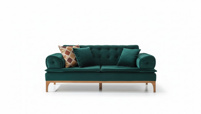 Canapé de luxe 3 places Tissu de siège canapé Design Mobilier Style Textile neuf vert.