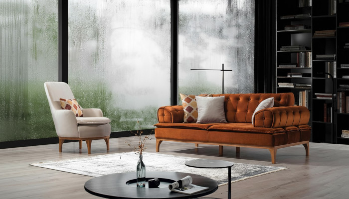 Ensemble de canapés Suite Canapés Canapé Fauteuil Trois places 3+1 places Orange