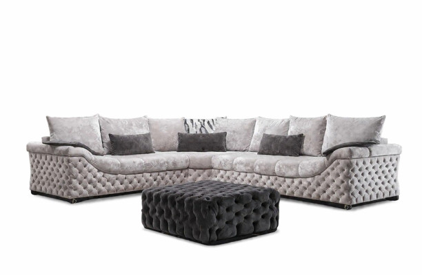 Canapé d'angle Beige avec Design en Bois et Tissu Salon Canapés en Forme de L Neuf