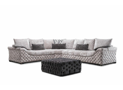 Canapé d'angle Beige avec Design en Bois et Tissu Salon Canapés en Forme de L Neuf
