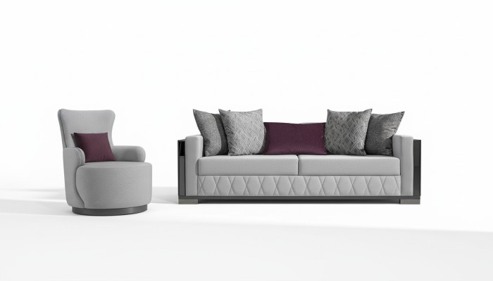 Ensemble de canapé de luxe moderne Suite de canapé Canapés Fauteuil 3 + 1 Place Design en Tissu