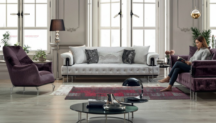 Ensemble de canapé de luxe Suite 3+3+1Place Canapé Canapés Fauteuil en bois avec métal
