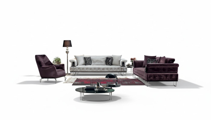 Ensemble de canapé de luxe Suite 3+3+1Place Canapé Canapés Fauteuil en bois avec métal