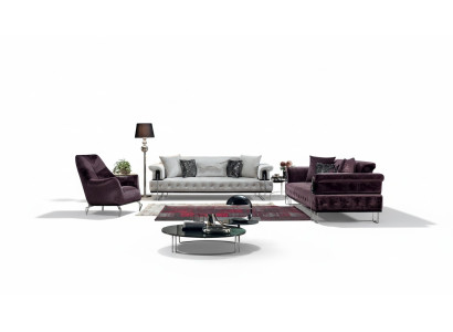 Ensemble de canapé de luxe Suite 3+3+1Place Canapé Canapés Fauteuil en bois avec métal