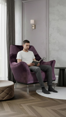 Fauteuil 1 place Revêtement de siège Fauteuil Design Tissu Moderne Violet