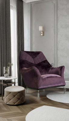 Fauteuil 1 place Revêtement de siège Fauteuil Design Tissu Moderne Violet