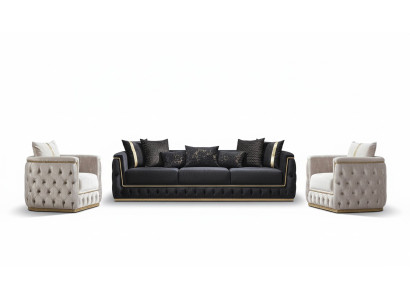 Ensemble de canapés Suite Canapés Canapé Fauteuil Trois places 3+3+1 Places Tissu