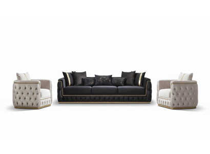 Ensemble de canapés Suite Canapés Canapé Fauteuil Trois places 3+3+1 Places Tissu