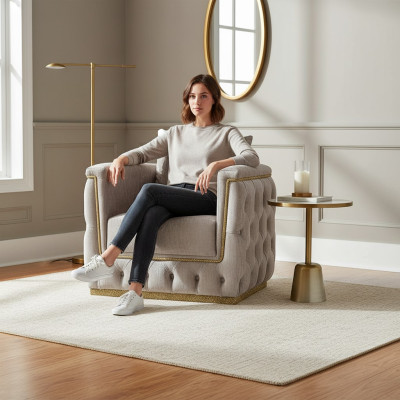 Fauteuil Siège Design moderne Salon Rembourrage en métal avec textile