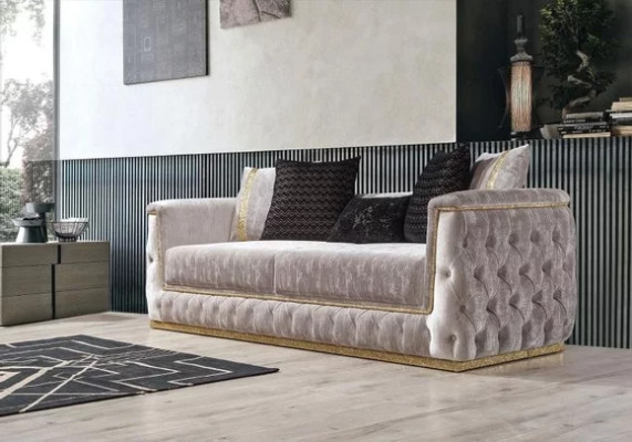 Troisième canapé de luxe trois places Canapés 3 places Design de siège Canapé Mobilier neuf Beige