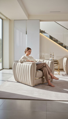 Fauteuil design Salon Rembourrage Bois Moderne Luxe Nouvelle Couleur beige
