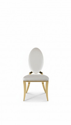 Salle à manger Chaise Blanc Luxe Métal avec Chaises en Textile Style Moderne Fauteuil