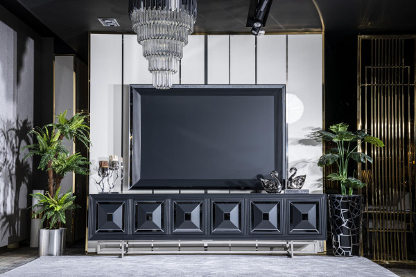 Salle de séjour TV Armoire TV Support de télévision Support de télévision Armoire Basseboard Nouveau Noir