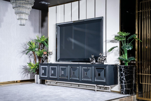Salle de séjour TV Armoire TV Support de télévision Support de télévision Armoire Basseboard Nouveau Noir