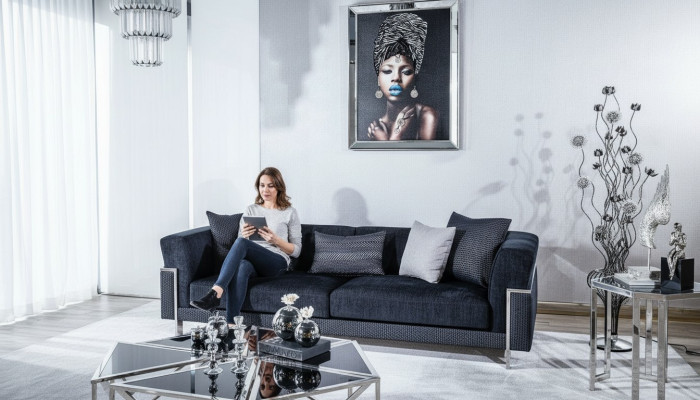Luxussofa 3-Sitzer Sofas Textilsofa Designmöbel Dreisitzer Schwarz