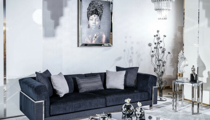 Luxussofa 3-Sitzer Sofas Textilsofa Designmöbel Dreisitzer Schwarz