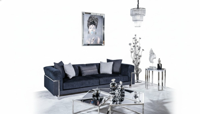 Luxussofa 3-Sitzer Sofas Textilsofa Designmöbel Dreisitzer Schwarz
