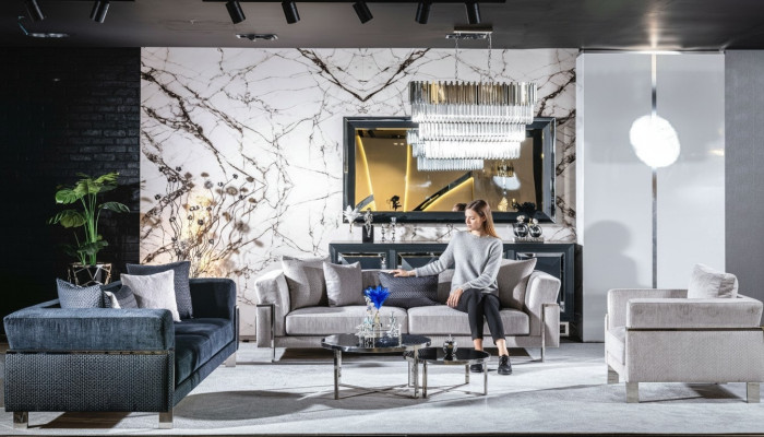 Ensemble de canapés 3+3+1 Buffet Miroir Table basse Siège Suite Design