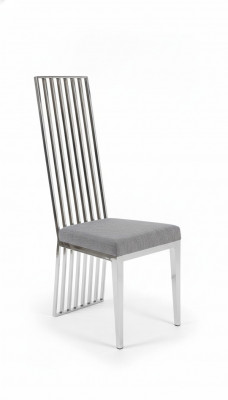 Chaise de salle à manger grise chaise de luxe en métal avec chaises en textile style moderne.