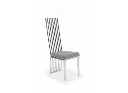 Chaise de salle à manger grise chaise de luxe en métal avec chaises en textile style moderne.