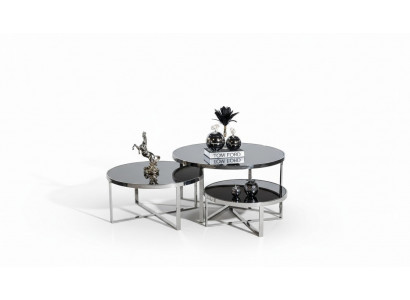 Salle de séjour Tables basses de luxe design 3 pièces. Table en bois gris style moderne