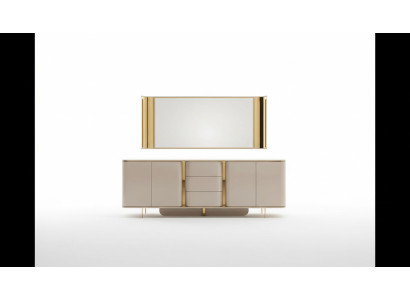 Buffet de salon Miroir Matériau Bois avec Métal Style Moderne Beige